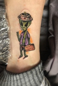 骷髅和人物纹身图案  男生脚踝上骷髅和人物纹身图片