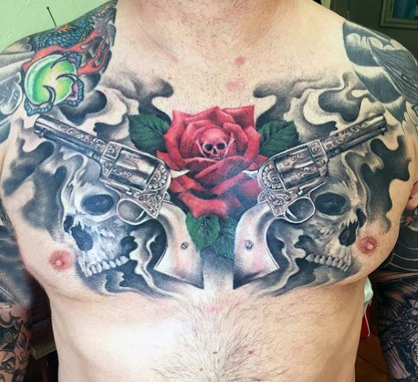 枪炮玫瑰纹身  激情与魅力结合的枪炮玫瑰纹身图案