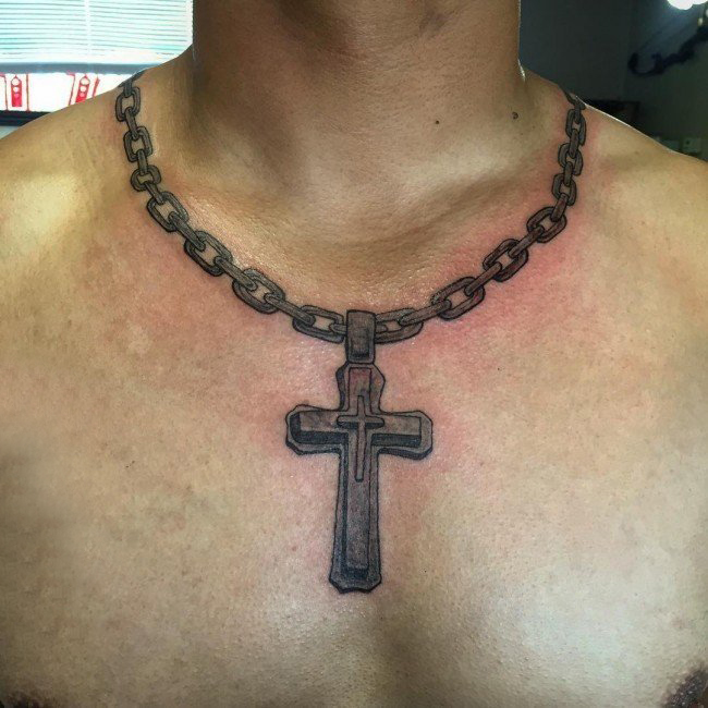 纹身小十字架  象征着信仰的十字架纹身图案