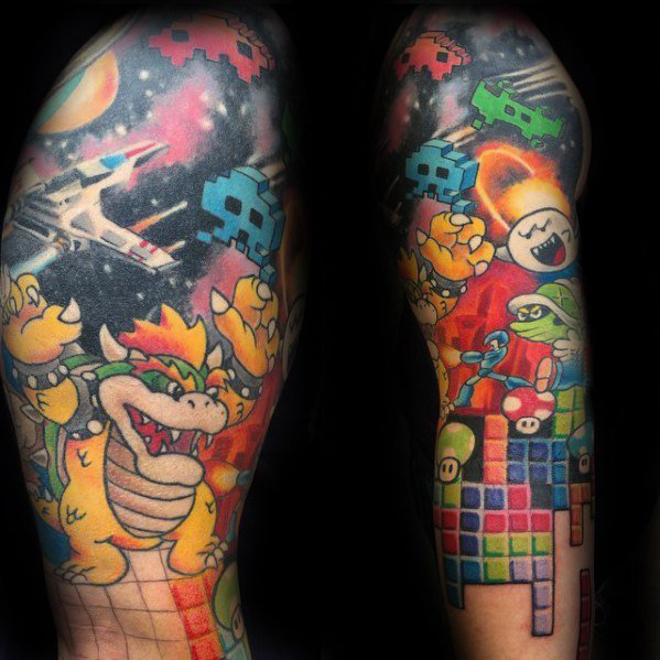 游戏 纹身  承载着童年记忆的俄罗斯方块纹身图案