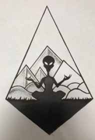 外星人纹身 神秘的菱形和外星人纹身手稿