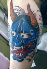 欧美小腿纹身 男生小腿上彩色的般若纹身图片缩略频道推荐图