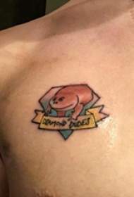 纹身胸部男 男生胸部英文和卡通人物纹身图片
