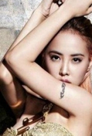 蔡依林纹身图片  明星手臂上极简的黑色纹身图片