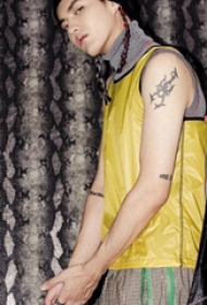 吴亦凡纹身图案  明星手臂上蝎子和英文纹身图片