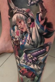 纹身卡通人物  男生小腿上唯美的卡通人物纹身图片