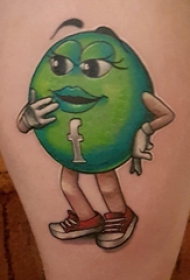 纹身卡通   女生小腿上彩绘的卡通纹身图片