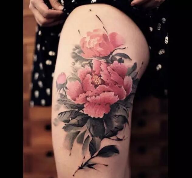 国花牡丹各部位纹身图案