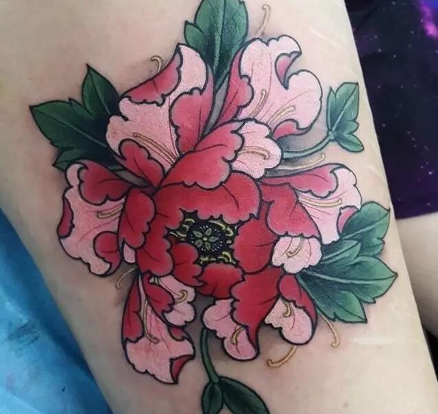 国花牡丹各部位纹身图案