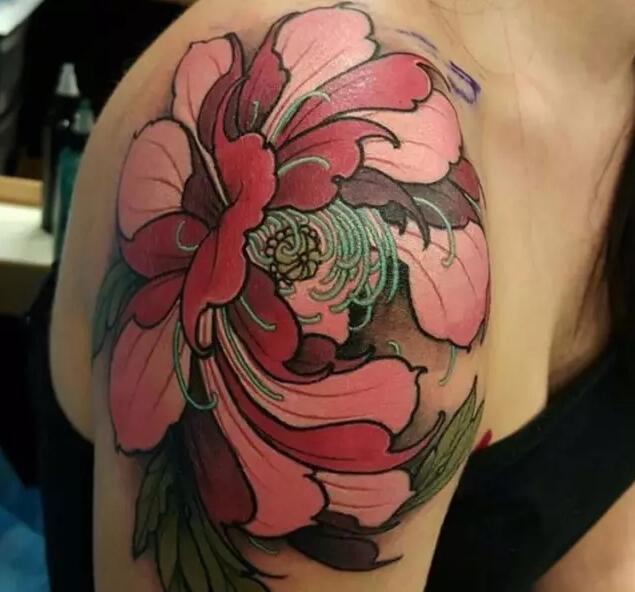 国花牡丹各部位纹身图案
