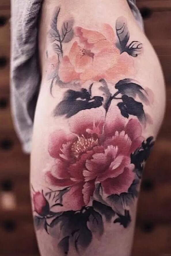 国花牡丹各部位纹身图案