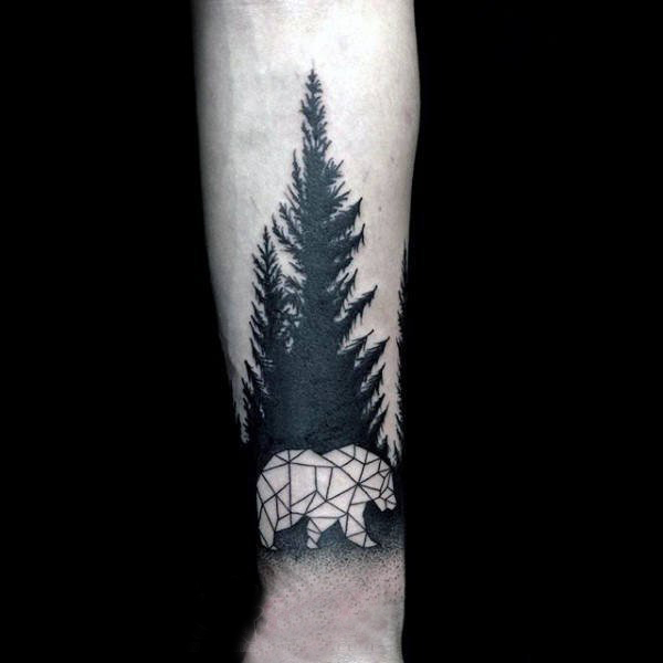 熊纹身 简约而又设计感十足的熊纹身图案