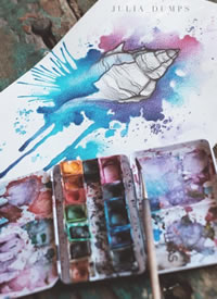 色彩海螺纹身手稿