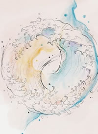 海浪浪花纹身手稿