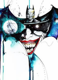 彩色蝙蝠侠+小丑纹身手稿