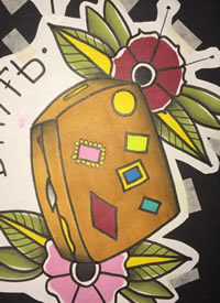 彩色花朵+礼盒纹身手稿