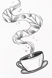 点刺咖啡纹身手稿