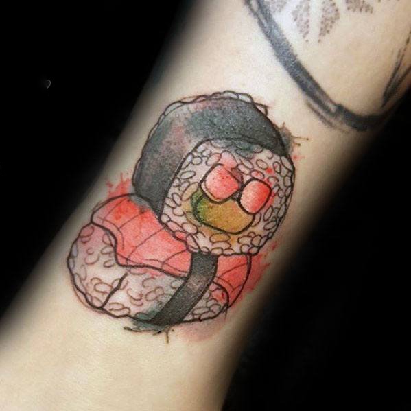 食物纹身  多款彩色简单的寿司纹身图案