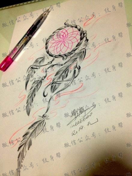 多款唯美小清新的捕梦网纹身手稿