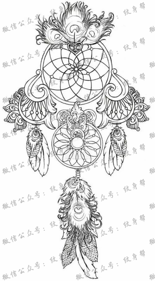 多款唯美小清新的捕梦网纹身手稿