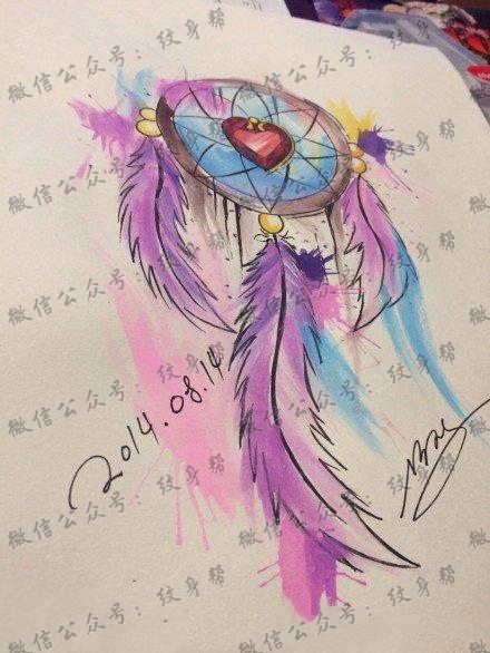 多款唯美小清新的捕梦网纹身手稿