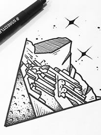 两张简单几何山脉纹身手稿