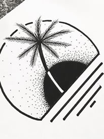 一张黑灰简单几何椰子树手稿