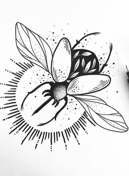 一张带翅膀的昆虫纹身手稿