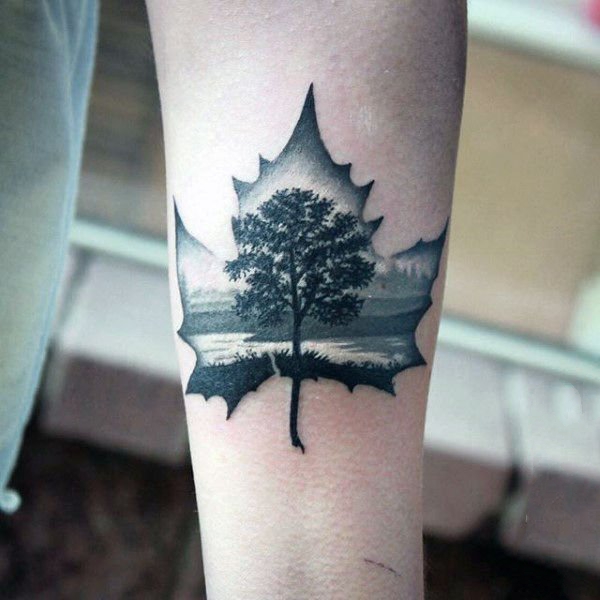 叶子纹身  经络分明的叶子纹身图案