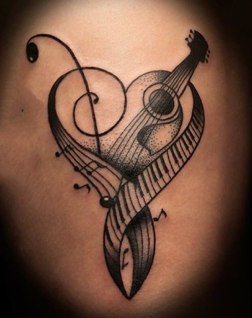 音符纹身  设计巧妙的音符纹身图案