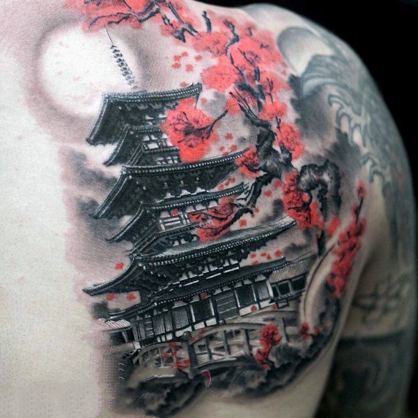 樱花纹身   风格百变的樱花纹身图案