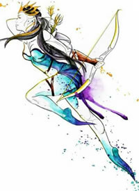 色彩射手纹身图案