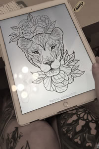 豹子花卉纹身手稿