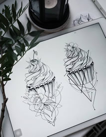 冰淇淋纹身手稿