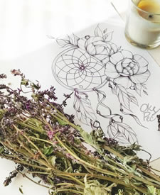 捕梦网花纹身手稿