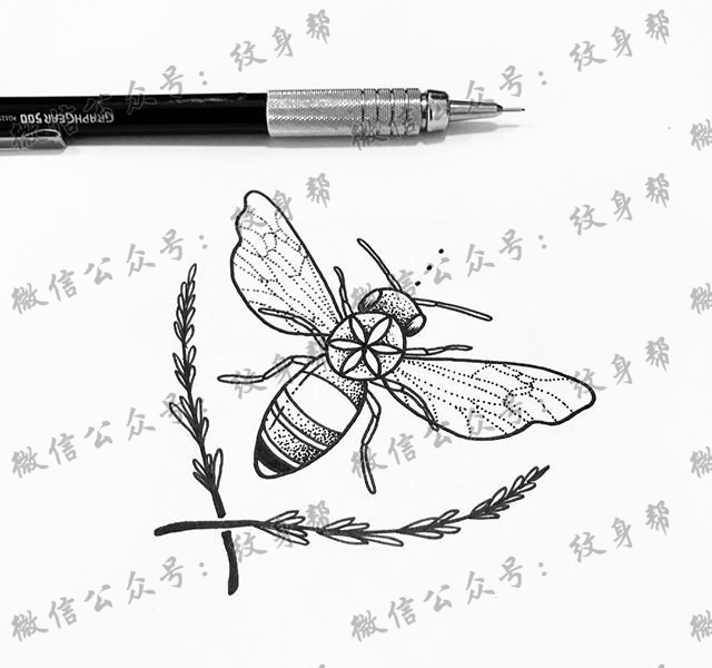 蜜蜂纹身图案