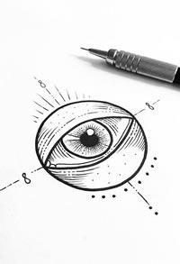 眼睛纹身图片手稿