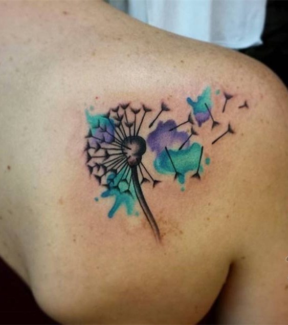 蒲公英纹身  清新而又美丽的蒲公英纹身图案