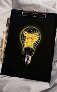 灯泡皮卡丘纹身手稿