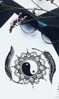 梵花八卦纹身手稿