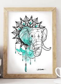 梵花大象纹身图案