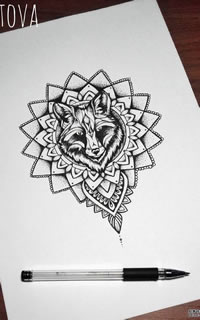 梵花动物纹身手稿