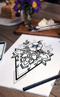 梵花几何花纹身手稿