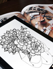 梵花蔷薇流苏纹身手稿