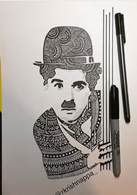 梵花卓别林人物纹身手稿