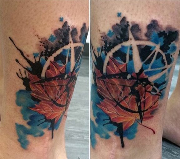 枫叶纹身图  创意搭配的枫叶纹身图案