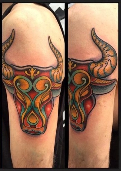公牛头纹身  气势磅礴的公牛头纹身图案