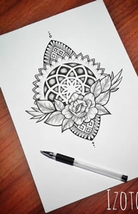 简约梵花纹身手稿