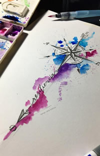 方向标色彩纹身手稿