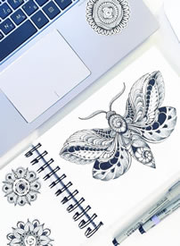 飞蛾黑灰纹身手稿